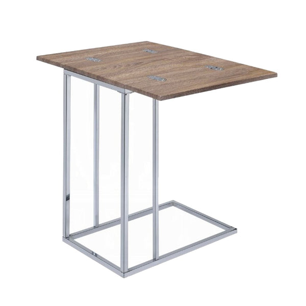 Vogue Side Table, Weathered Oak & Chrome - AMF-81849