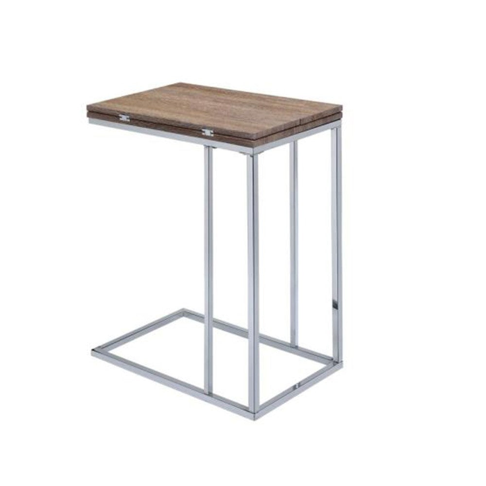 Vogue Side Table, Weathered Oak & Chrome - AMF-81849