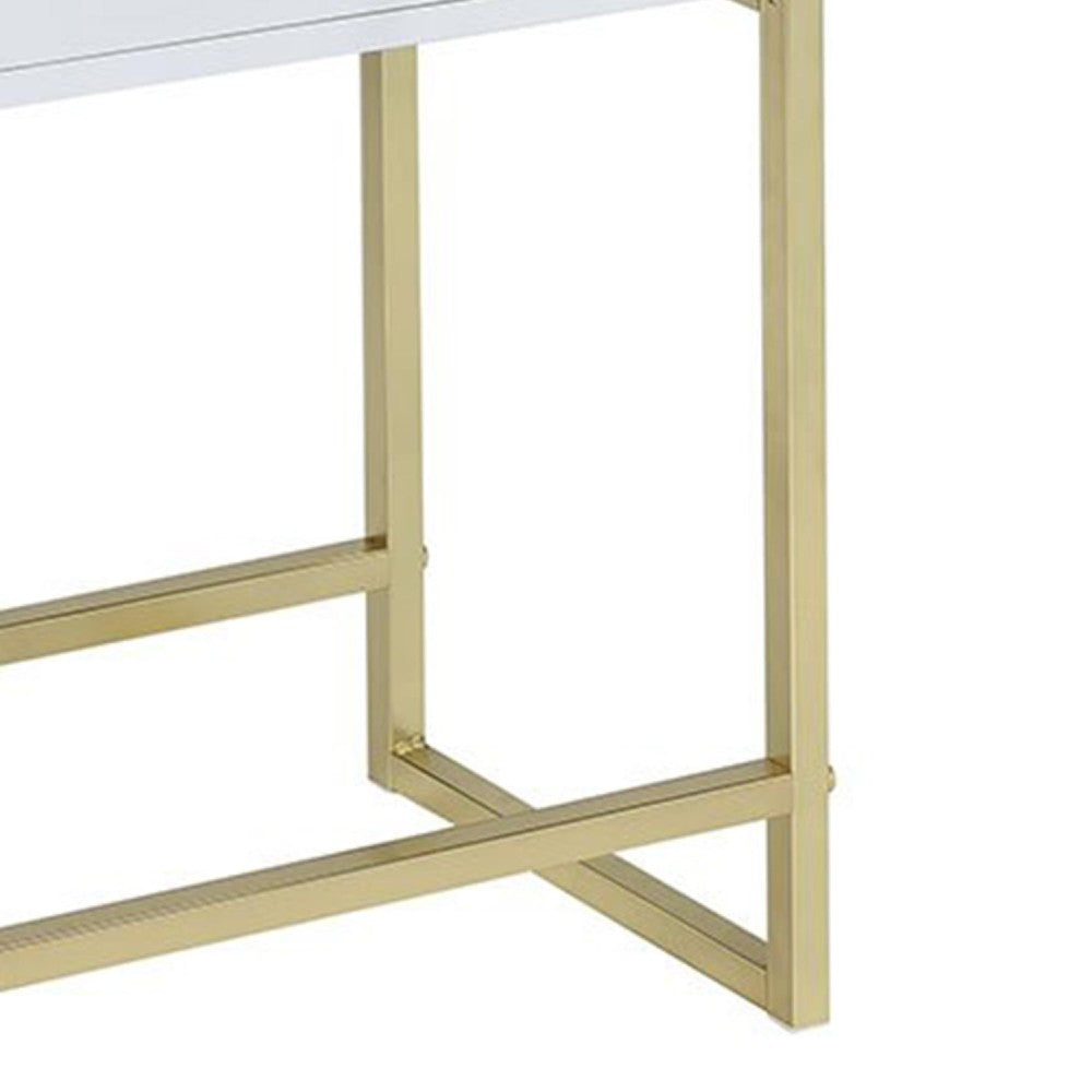 BM157286 Astonishing Side Table, White & Gold