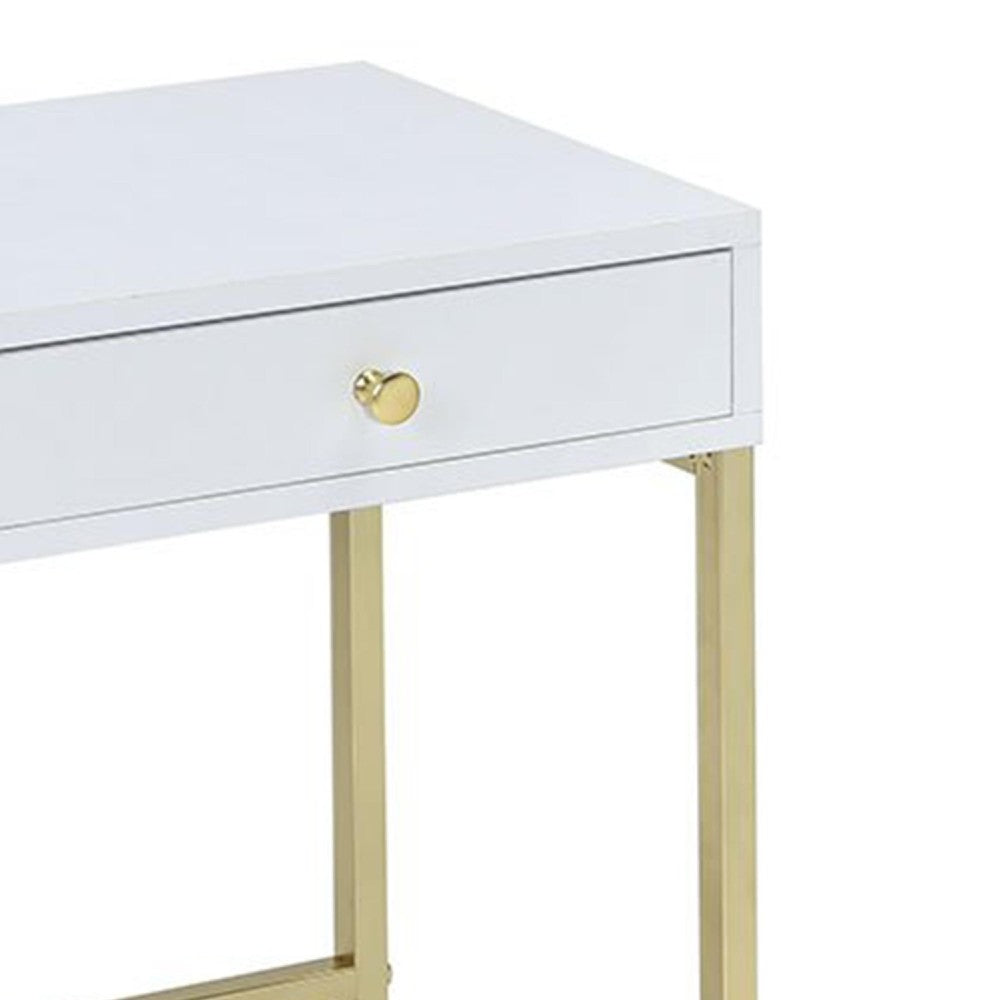 BM157286 Astonishing Side Table, White & Gold