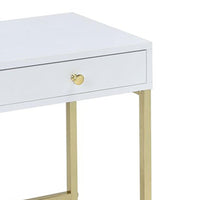 BM157286 Astonishing Side Table, White & Gold
