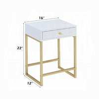 BM157286 Astonishing Side Table, White & Gold