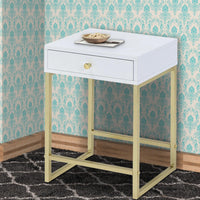BM157286 Astonishing Side Table, White & Gold