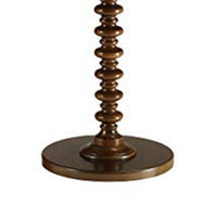 17 Inch Round Wood Side Table, Turned Support, Walnut Brown - AMF-82792