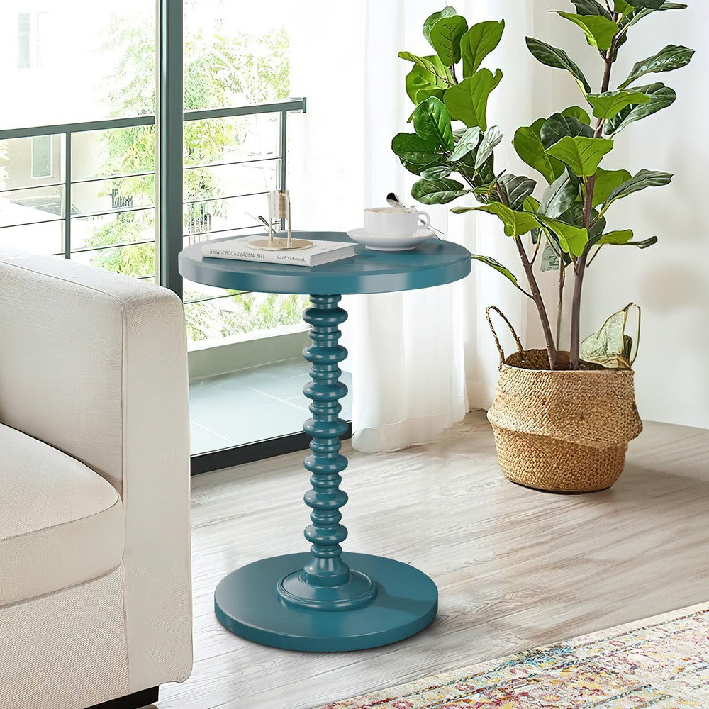 BM157295 Astonishing Side Table With Round Top, Teal Blue