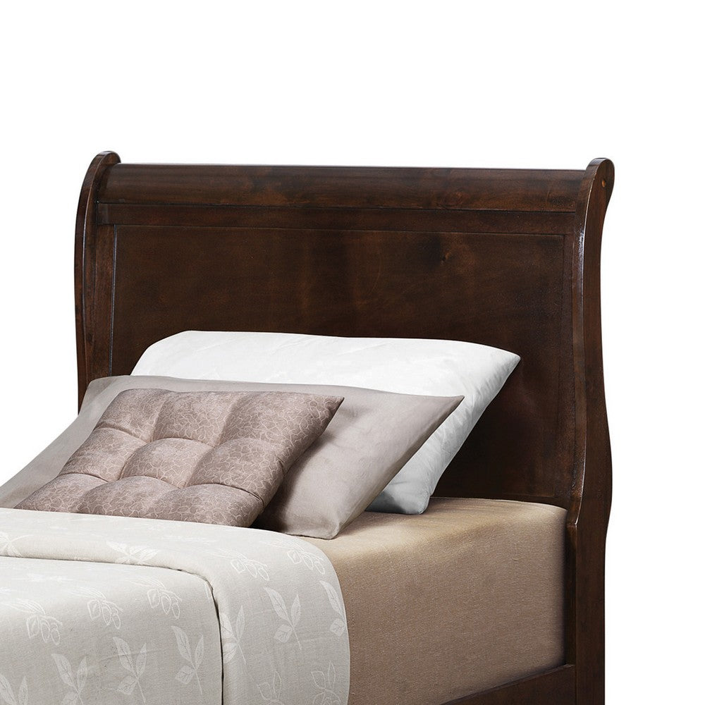Transitional Style Sturdy Twin Size Bed, Brown