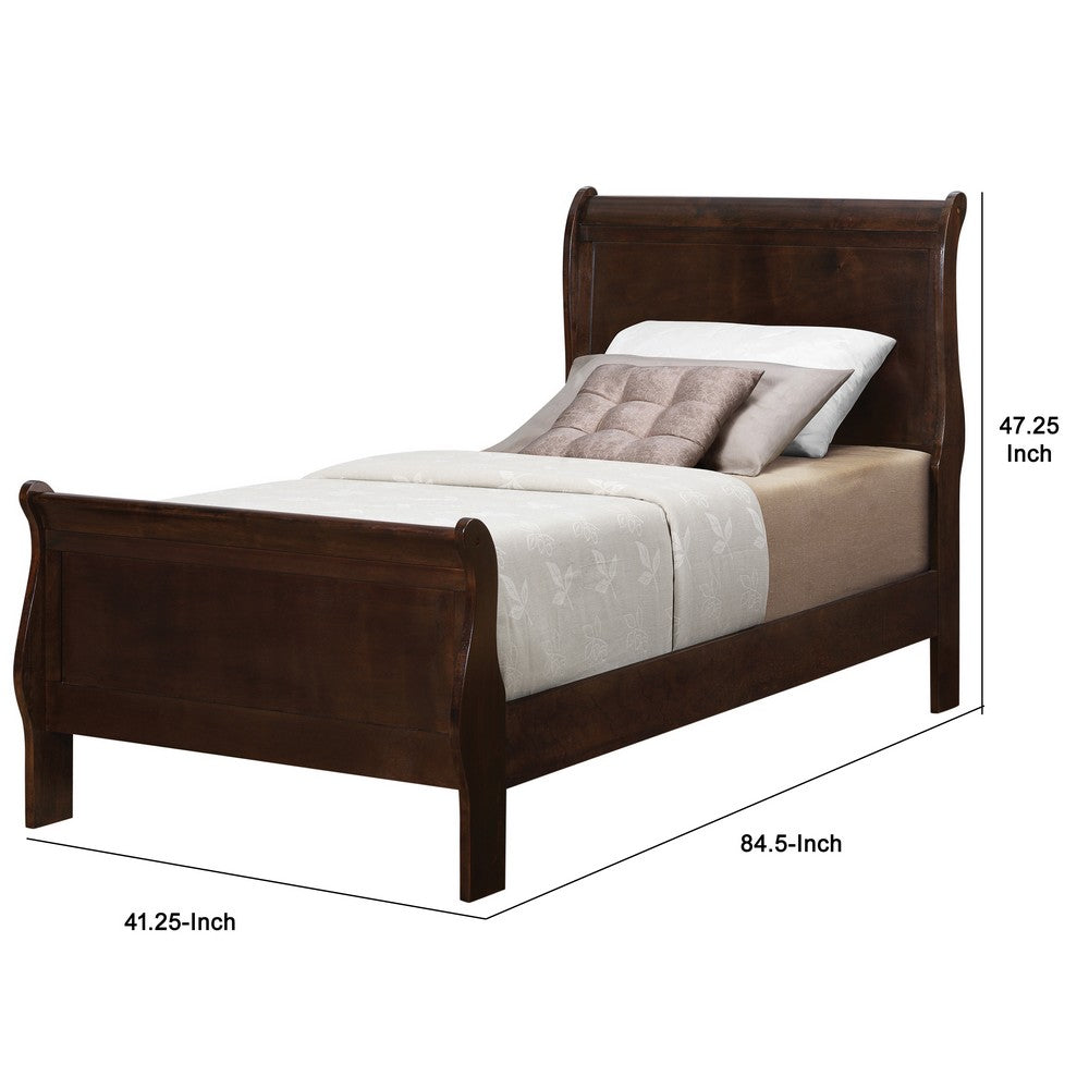 Transitional Style Sturdy Twin Size Bed, Brown