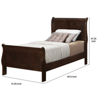 Transitional Style Sturdy Twin Size Bed, Brown
