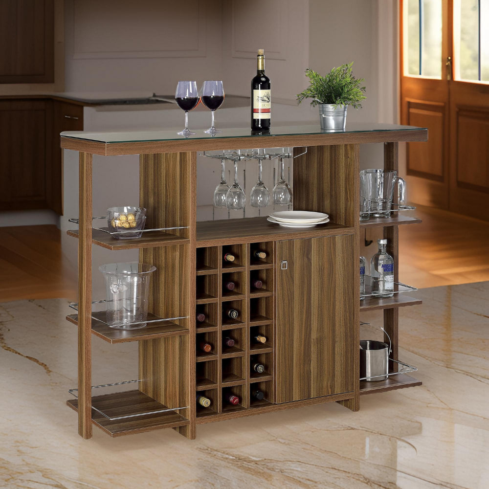 BM158064 Sturdy Modern Bar Unit with Wine Bottle Storage