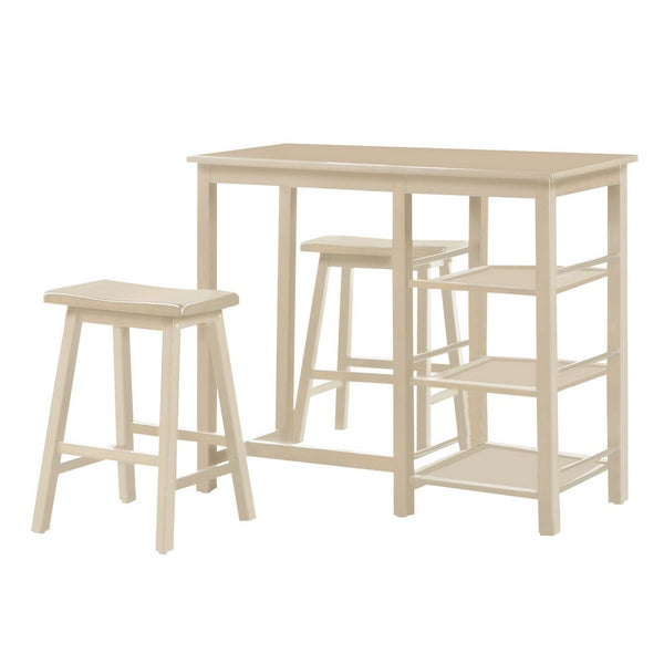 Spacious Counter Height Set, Off White, 3 Piece Pack - AMF-73052