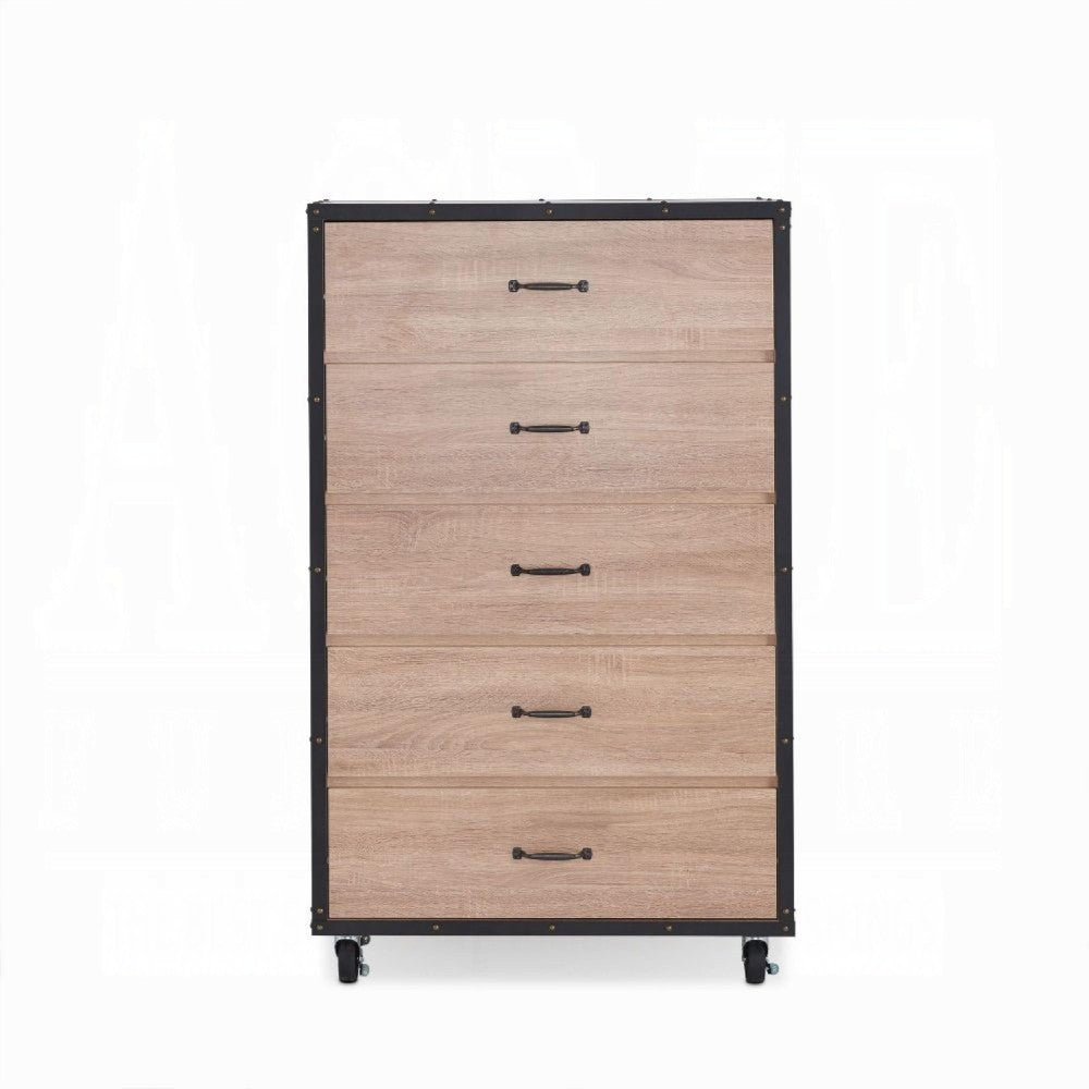 BM158837 Wooden Chest, Weathered Light Oak Brown