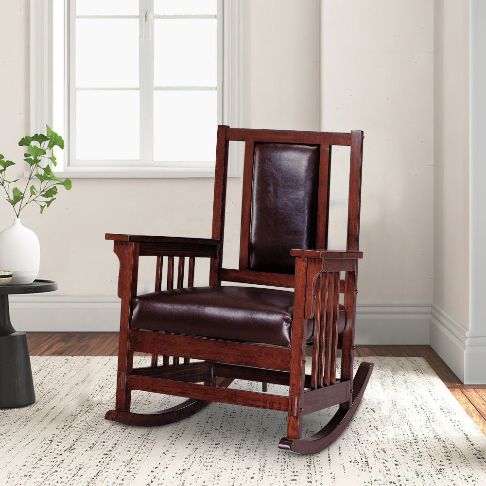 Rocking chair with best sale leather seat and back