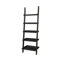 BM159054 Sleek Wooden Ladder Bookcase with 5 Shelves, Brown