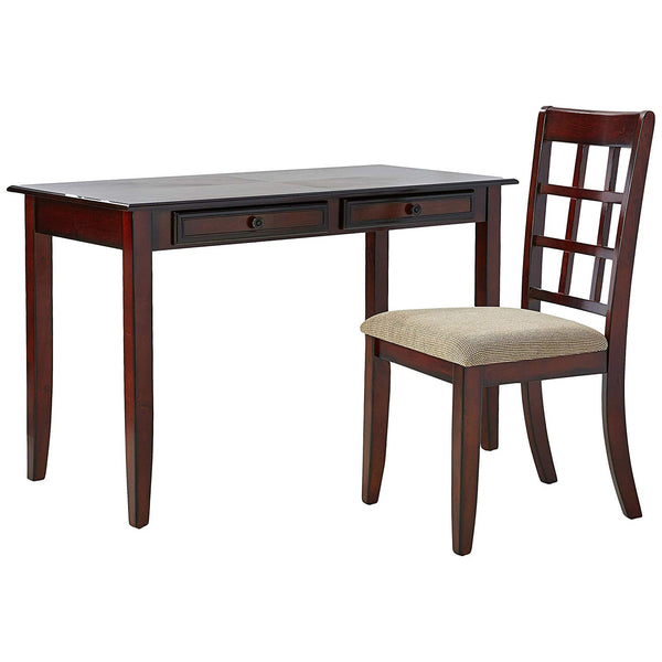 Transitional 2 Piece Wooden Desk Set, Brown - BM159085
