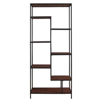 BM159122 Metal Framed Bookcase With Open Shelves, Black And Brown