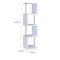 BM159152 Modern Four Tier Wood And Metal  Bookcase, White