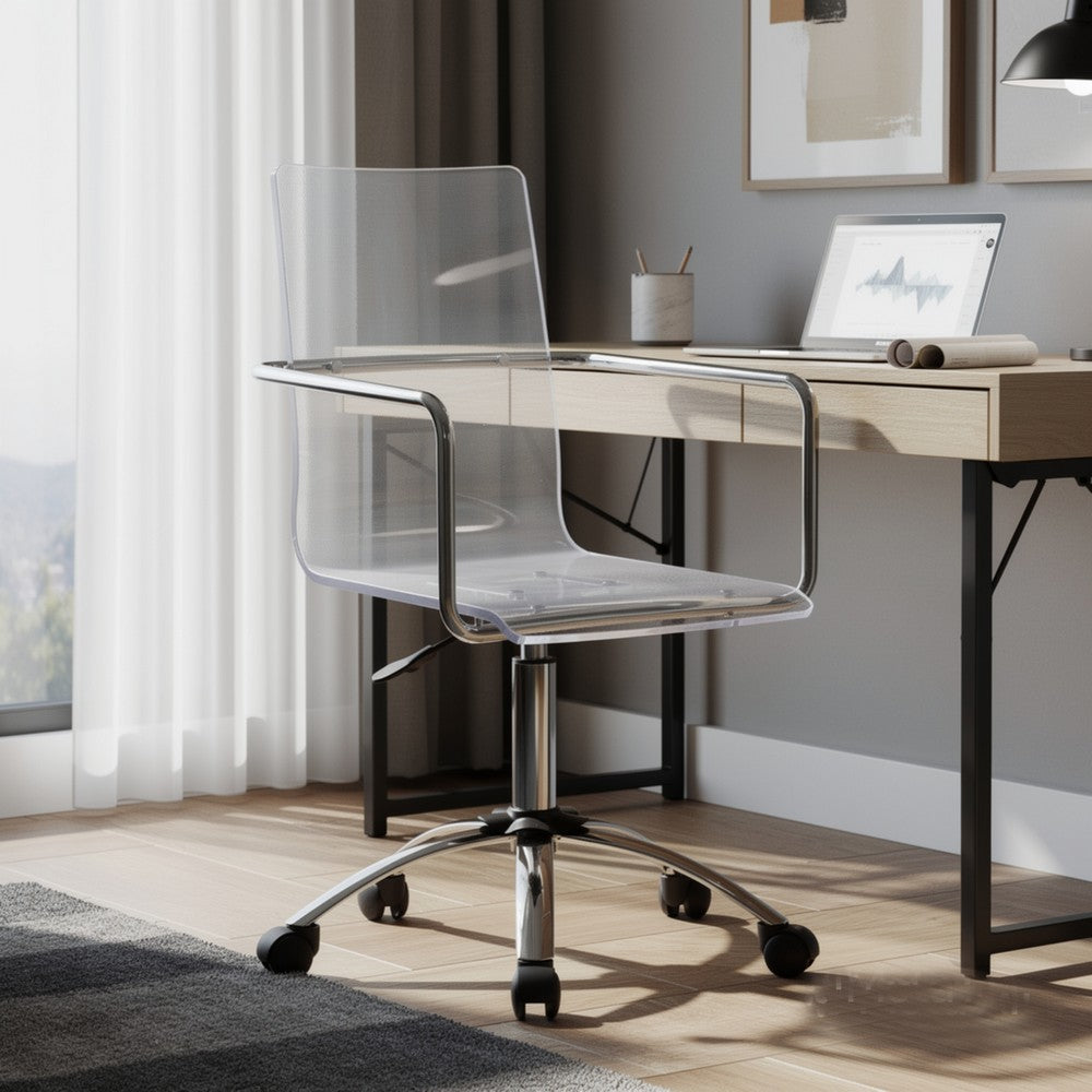 Modern Design Transparent Acrylic Adjustable Office Chair, Clear - BM159157