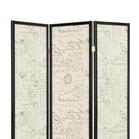 BM159223 Three Panel Folding Floor Screen with Postal Script Panels, Brown