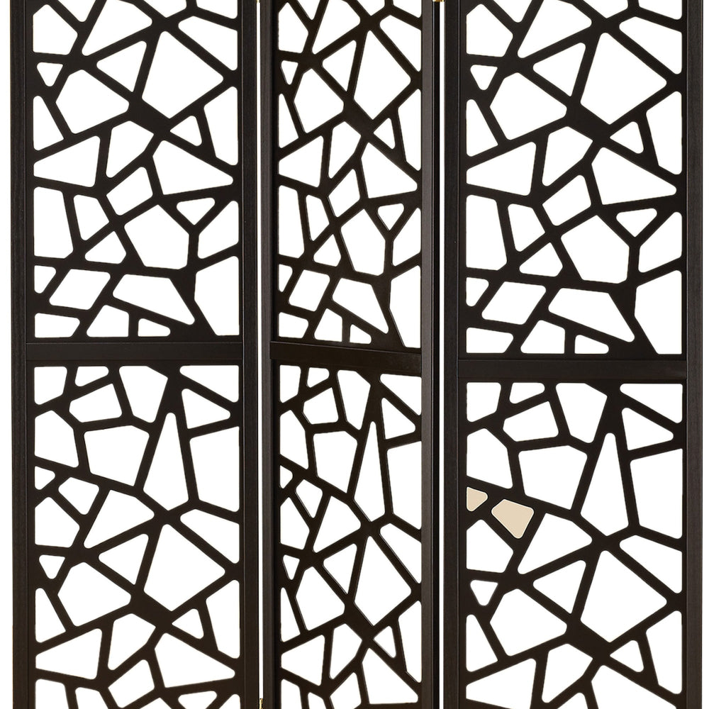 BM159226 Intricate Mosaic Cutouts Folding Screen, Black