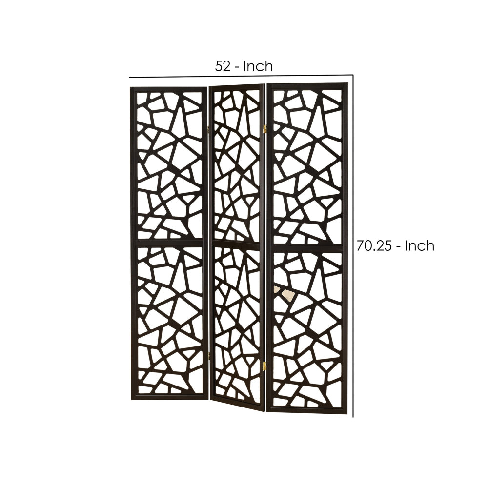 BM159226 Intricate Mosaic Cutouts Folding Screen, Black