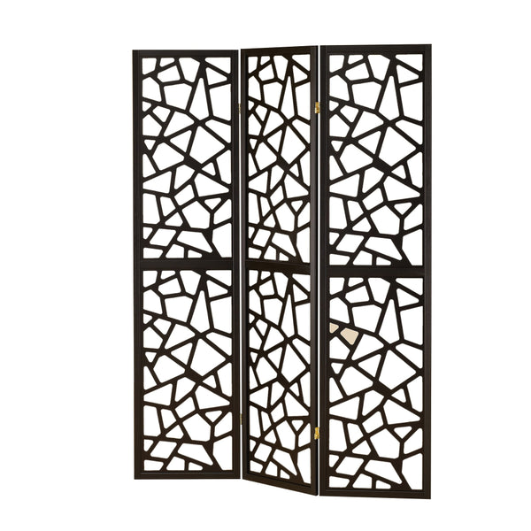 BM159226 Intricate Mosaic Cutouts Folding Screen, Black