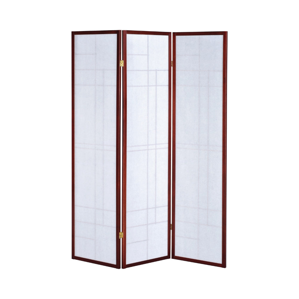 BM159229 Classic 3 Panel Wooden Folding Screen, Brown