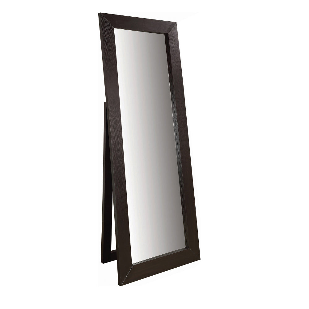 BM159251 Sophisticated Floor Mirror With Wooden Frame, Brown