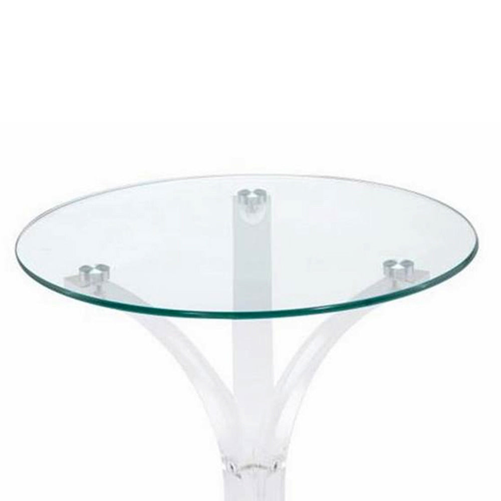 Contemporary Acrylic Accent Table With Glass Top, Clear - BM159252