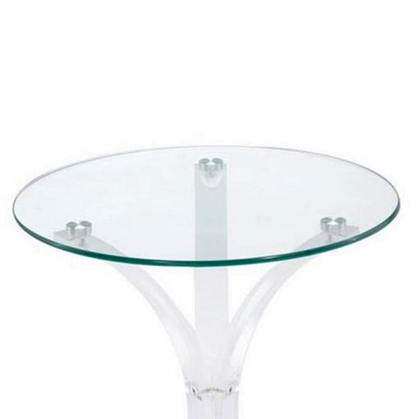 Contemporary Acrylic Accent Table With Glass Top, Clear - BM159252