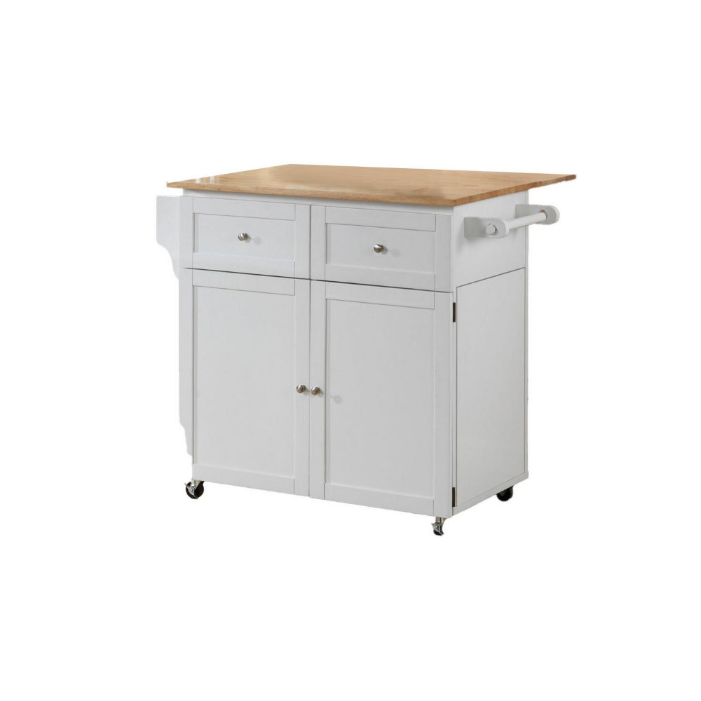 BM159253 Modish Dual Tone Wooden Kitchen Cart, Brown And White