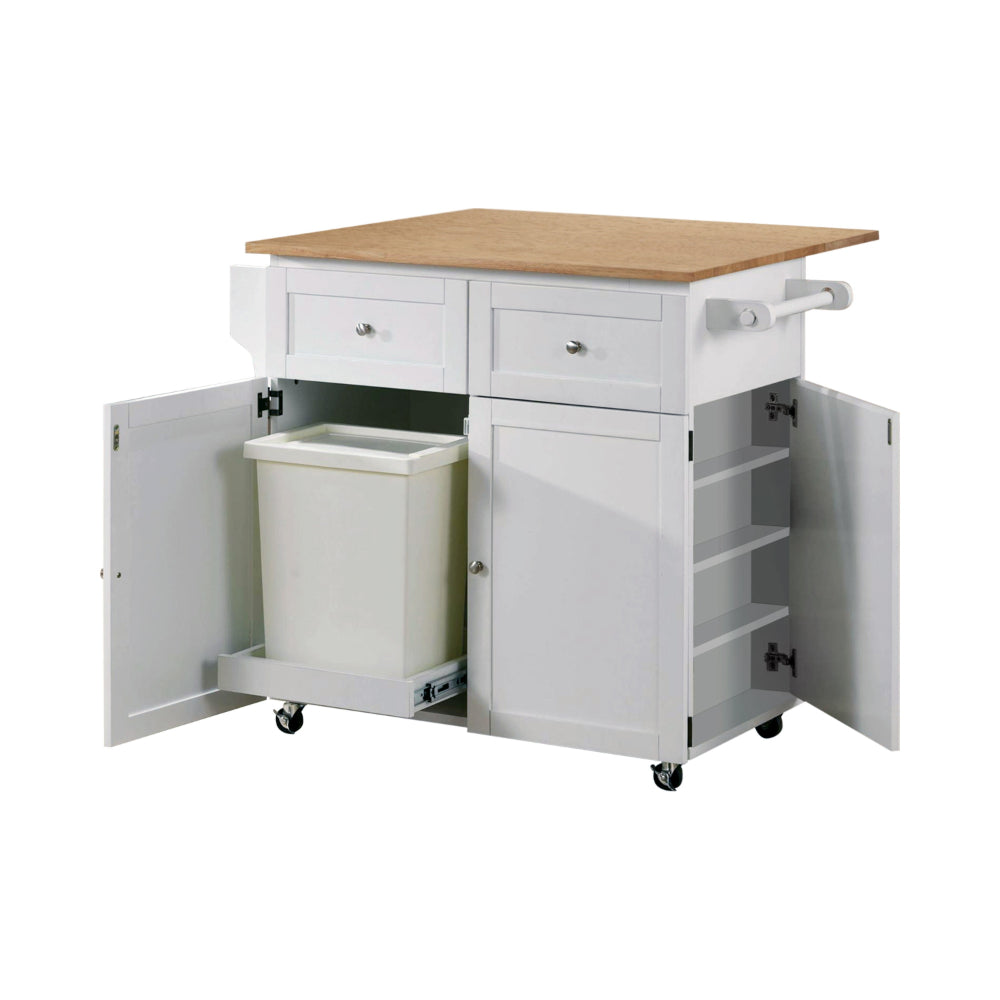 BM159253 Modish Dual Tone Wooden Kitchen Cart, Brown And White