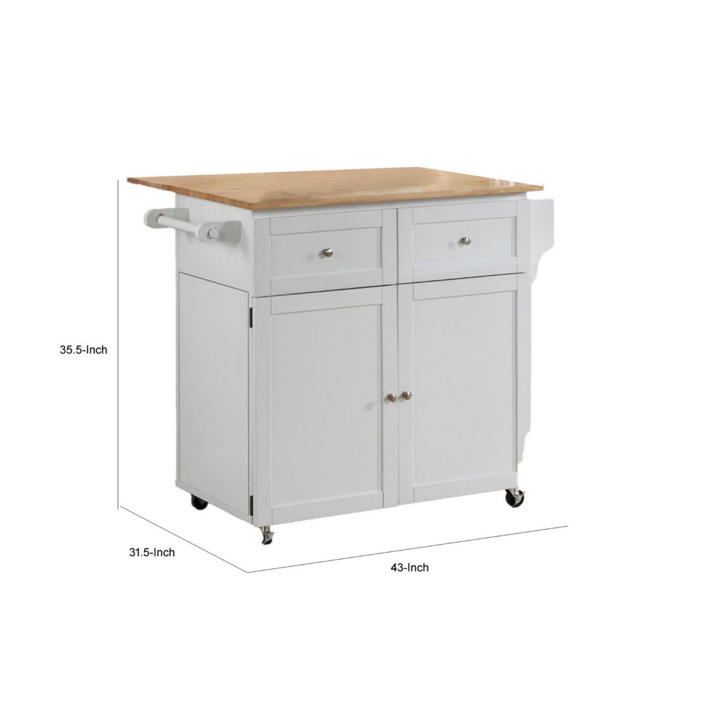 BM159253 Modish Dual Tone Wooden Kitchen Cart, Brown And White