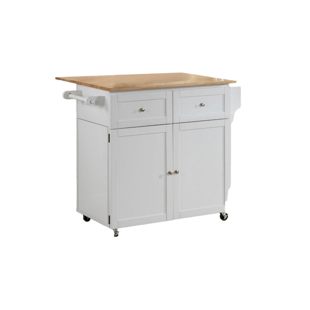 BM159253 Modish Dual Tone Wooden Kitchen Cart, Brown And White