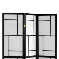 BM159457 Stylish 3 Panel Wooden Folding Screen, Black