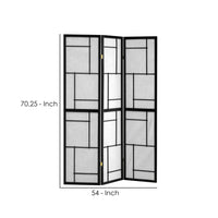 BM159457 Stylish 3 Panel Wooden Folding Screen, Black