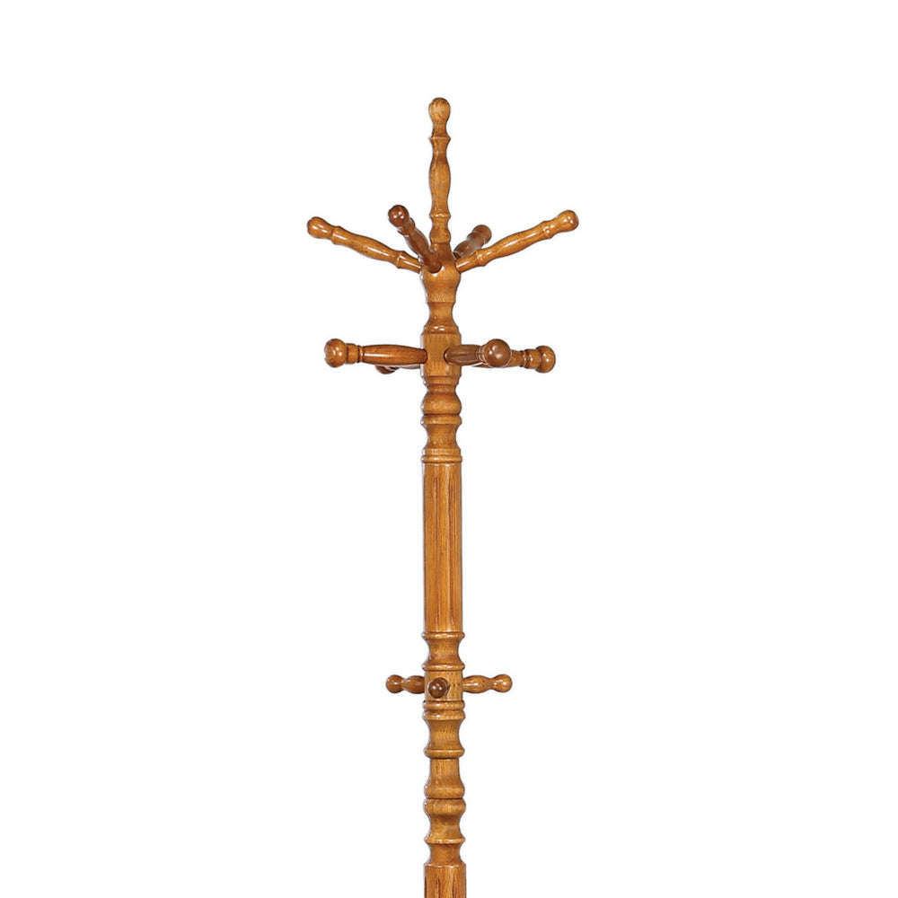 BM160074 Traditional Wooden Coat Rack With Spining Top, Brown