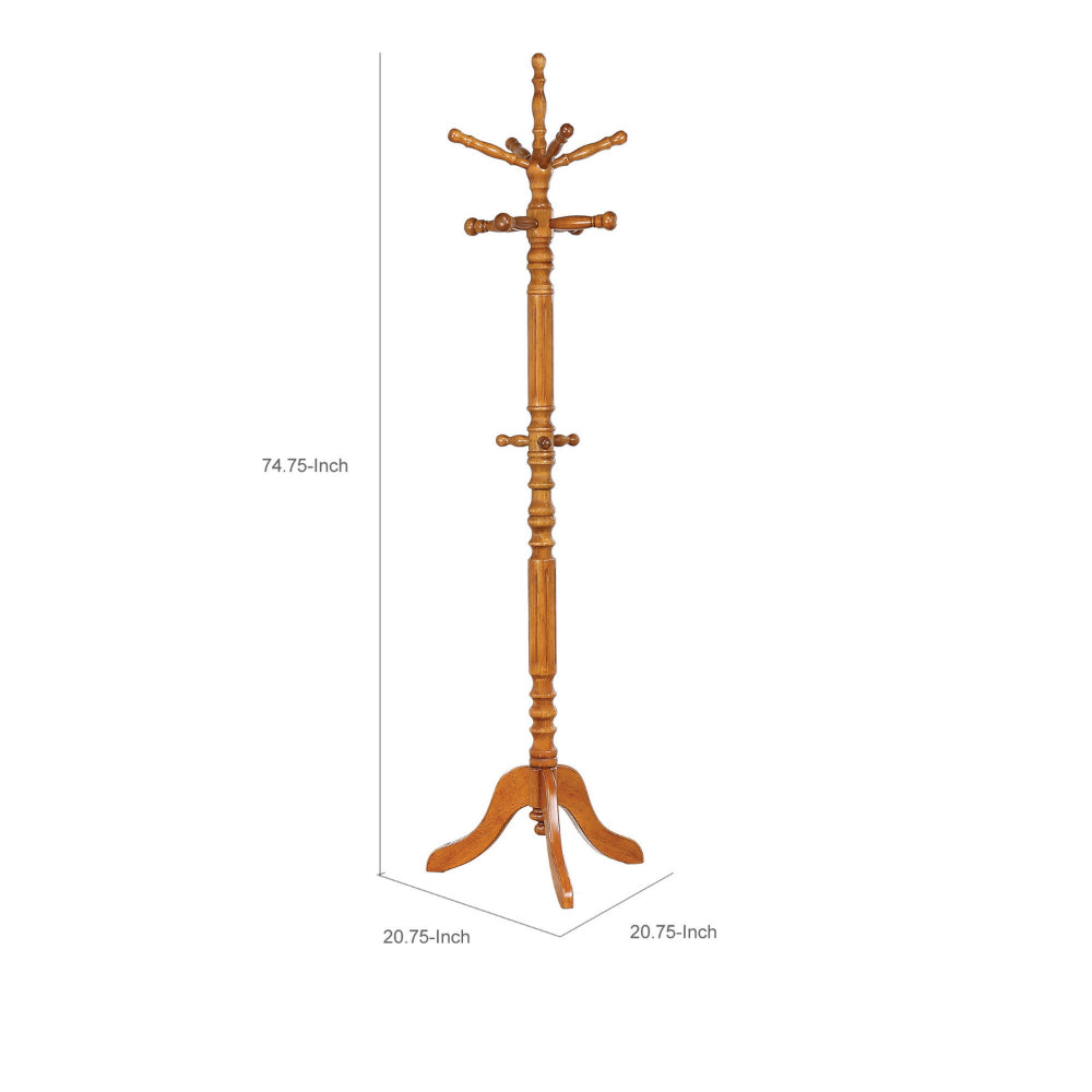 BM160074 Traditional Wooden Coat Rack With Spining Top, Brown