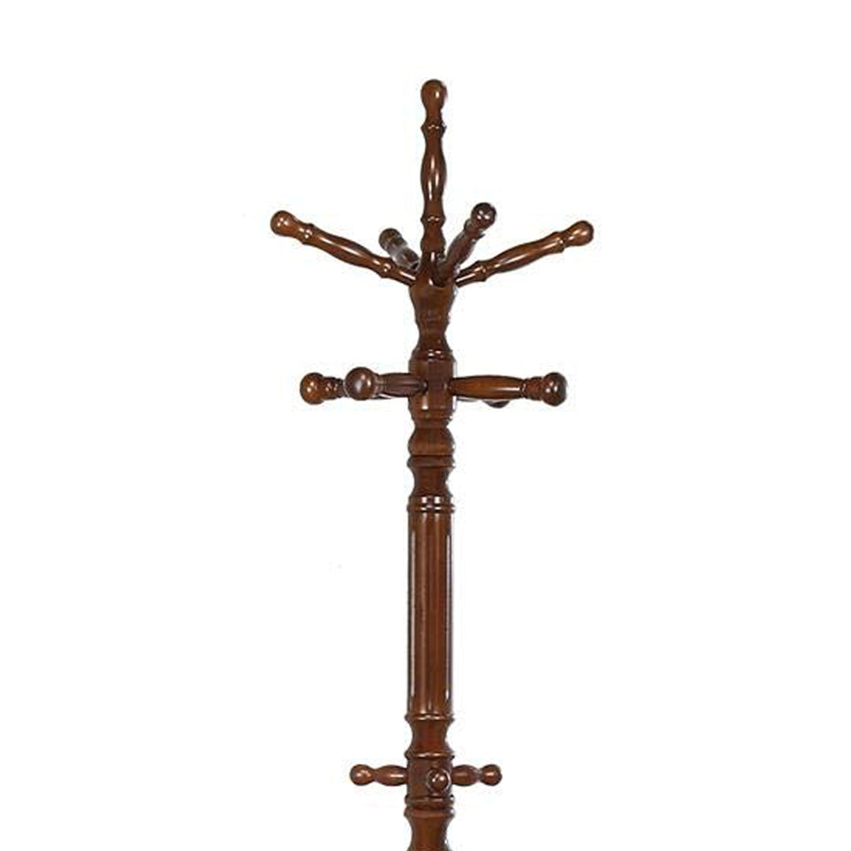 Old Style Wooden Coat Rack With Spining Top, Brown - BM160075