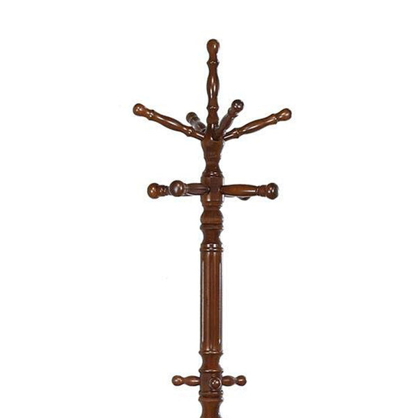 Old Style Wooden Coat Rack With Spining Top, Brown - BM160075