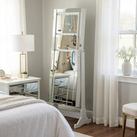 BM160113 Beautiful  Jewelry Cheval Mirror  With Interior Storage, Gray