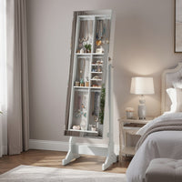 BM160113 Beautiful  Jewelry Cheval Mirror  With Interior Storage, Gray