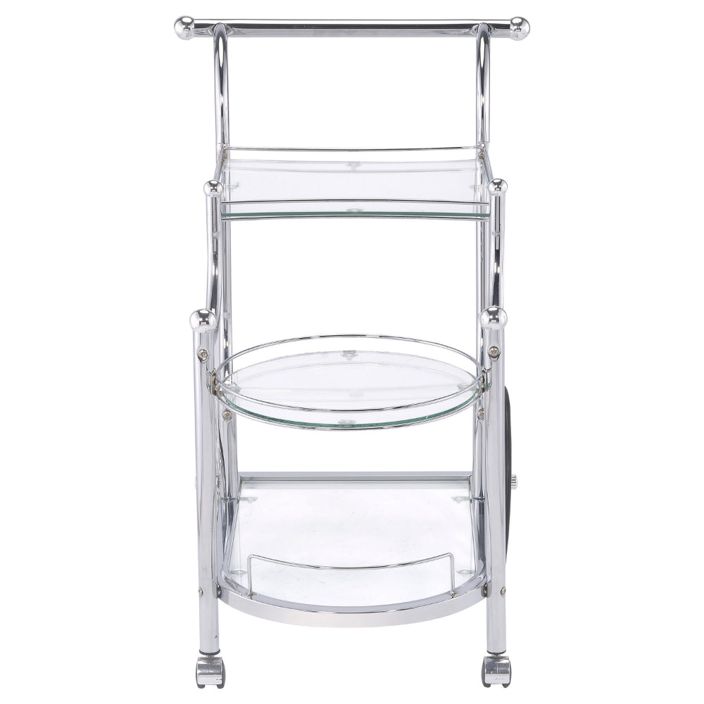 BM160171 Elegant Metal Frame Serving Cart, Silver