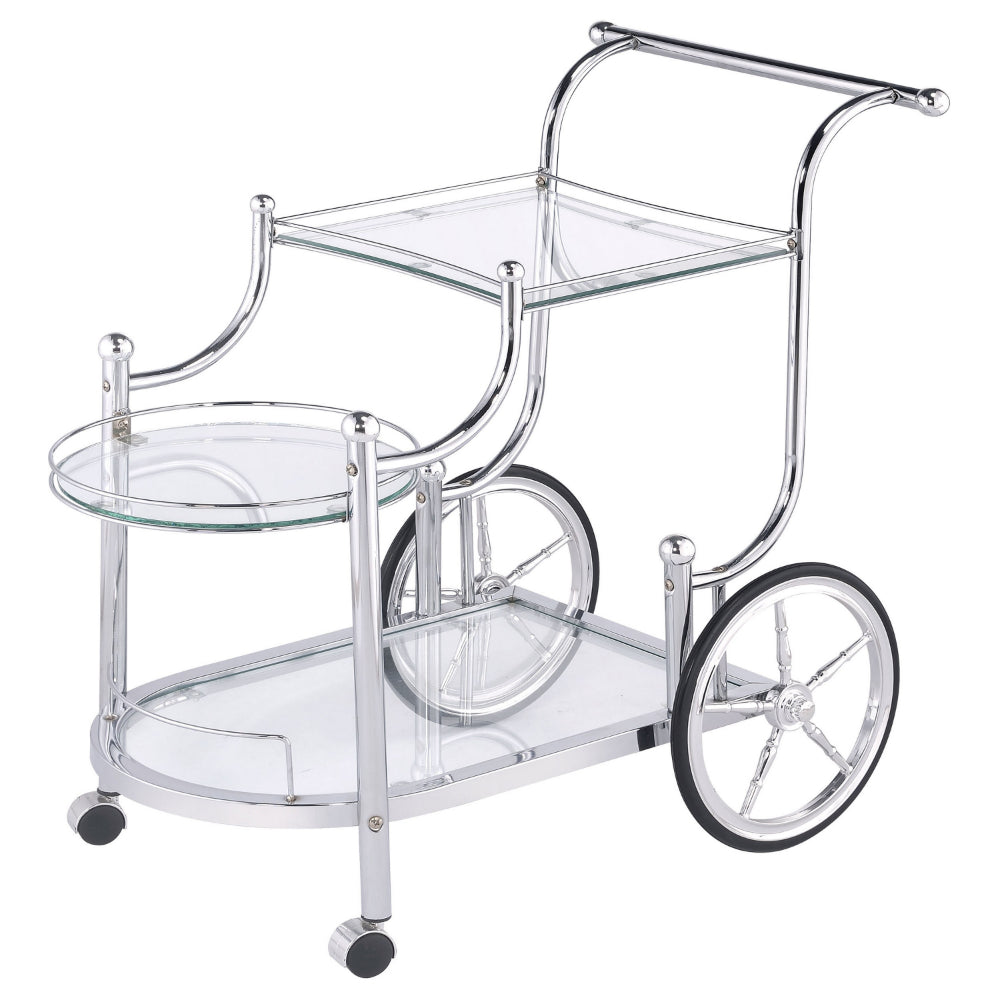 BM160171 Elegant Metal Frame Serving Cart, Silver