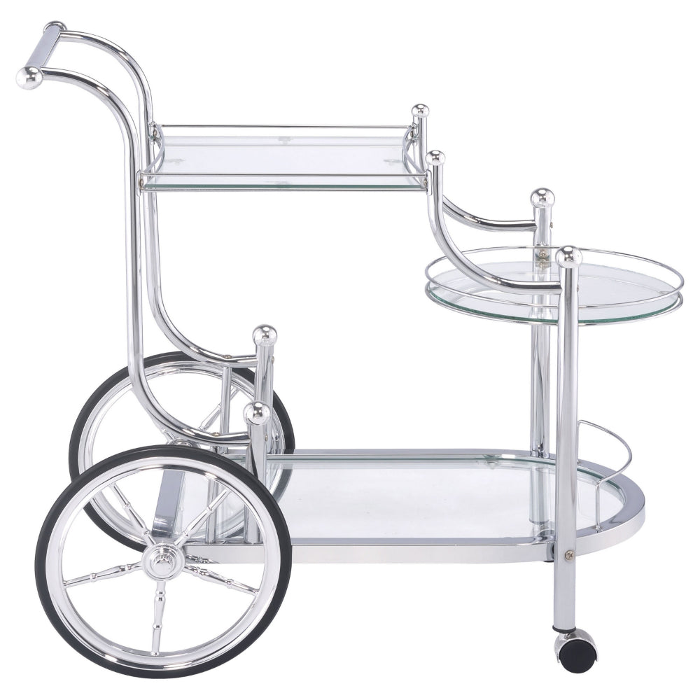 BM160171 Elegant Metal Frame Serving Cart, Silver