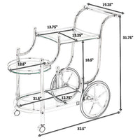 BM160171 Elegant Metal Frame Serving Cart, Silver