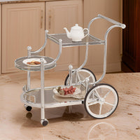 BM160171 Elegant Metal Frame Serving Cart, Silver