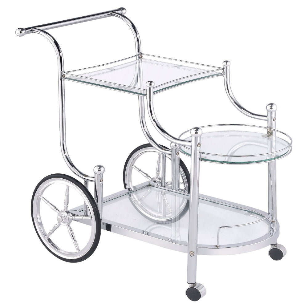 BM160171 Elegant Metal Frame Serving Cart, Silver