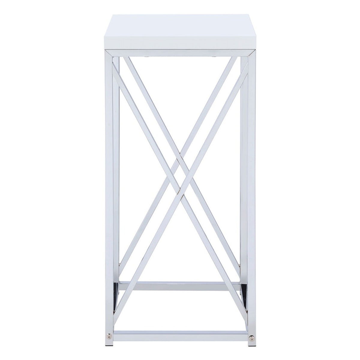 BM160189 Fine-Looking Metal Accent Table , White And Silver