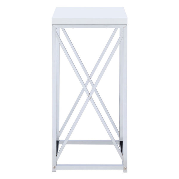 BM160189 Fine-Looking Metal Accent Table , White And Silver