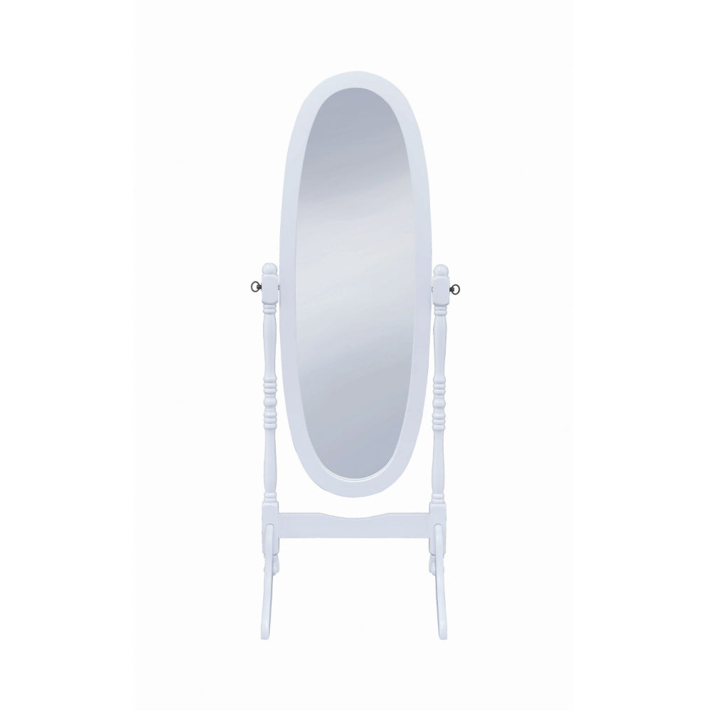 BM160272 Traditional Oval Shaped Cheval Mirror, White